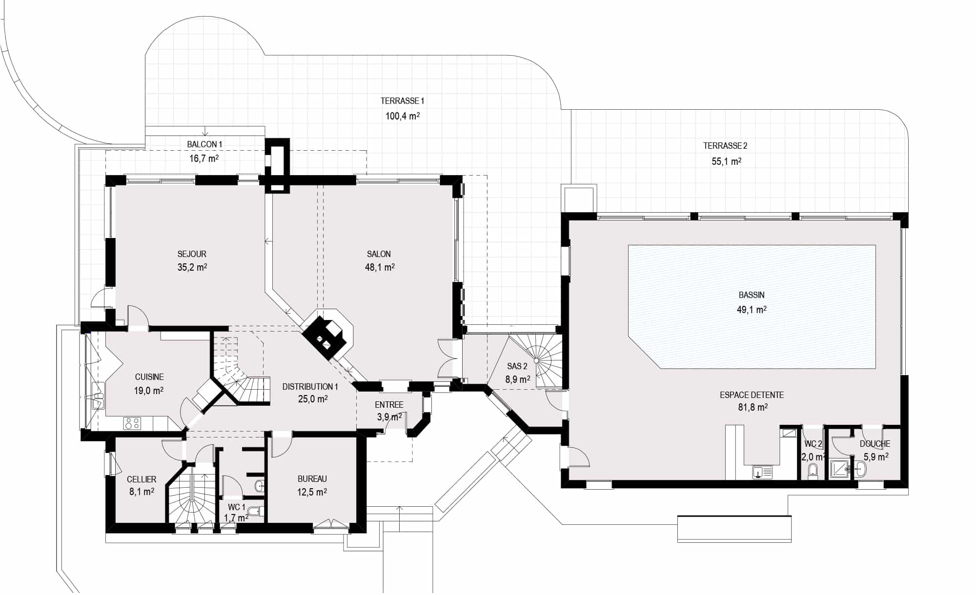 Plan rez-de-chaussée Villa Margaux Strasbourg